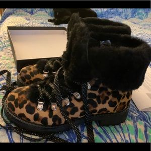 J Crew Nordic Calf Hair Leopard boots